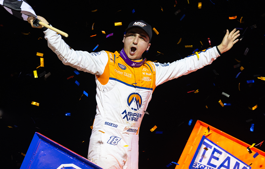 RacinBoys News Gio Scelzi holds on with World of Outlaws at Cotton Bowl