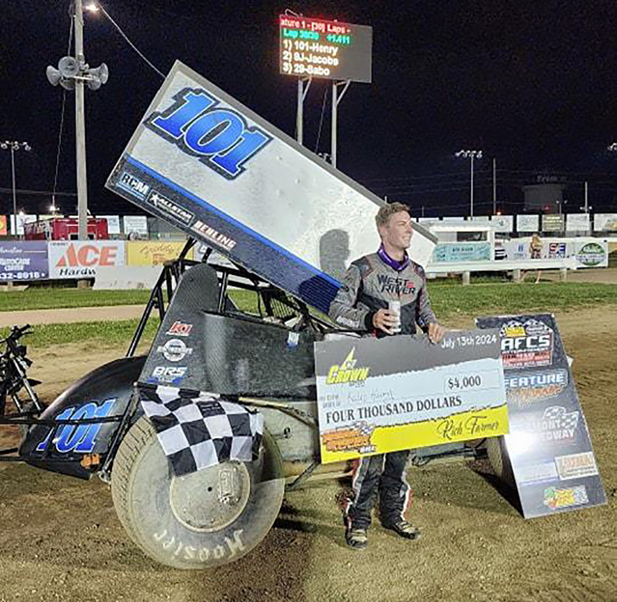 RacinBoys News - Kalib Henry earns 2nd 410 Fremont win